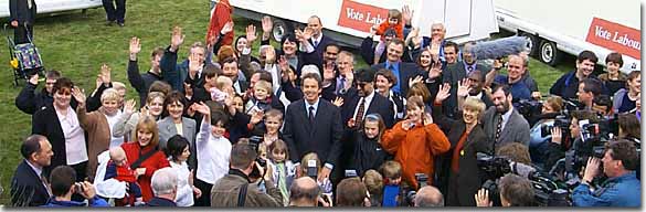 Labour prime minister Tony Blair and home secretary David Blunkett