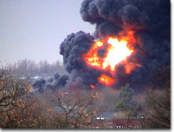 warehouse fire in Milton Keynes