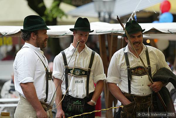 Entertainers in national costume at a farmers market in Kufstein, Austria